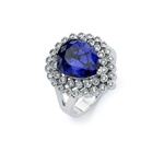 wholesale 925 Sterling Silver Rhodium Finish Sapphire Blue Pear Shape cluster Ring