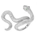 wholesale 925 Sterling Silver Rhodium Finish Cobra CZ Ring