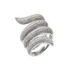 wholesale 925 Sterling Silver Rhodium Finish Coil Pave CZ Ring