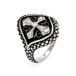 wholesale 925 Sterling Silver 2 Toned Cross Crest Cigar Band Ring