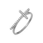 wholesale 925 Sterling Silver Rhodium Finish Cross Ring