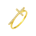 wholesale 925 Sterling Silver Gold Finish Cross Ring
