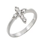 wholesale 925 Sterling Silver Rhodium Finish Mini Cross Ring