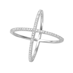 wholesale 925 Sterling Silver Rhodium Finish Cross CZ Ring