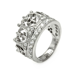 wholesale 925 Sterling Silver Rhodium Finish CZ Crown Ring