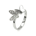 wholesale 925 Sterling Silver Rhodium Finish Double Butterfly Ring