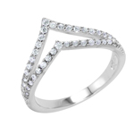 wholesale  925 Sterling Silver Rhodium Finish CZ Double Chevron Ring