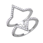 wholesale 925 Sterling Silver Rhodium Finish Double Tip Ring