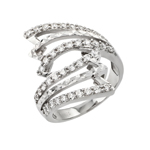 wholesale 925 Sterling Silver Rhodium Finish Inlay Filigree Design CZ Ring