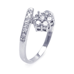 wholesale 925 Sterling Silver Rhodium Finish Pave Set CZ Flower Ring