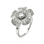wholesale 925 Sterling Silver Rhodium Finish Flower Ring