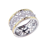 wholesale 925 Sterling Silver Rhodium & Gold Finish Flower Ring