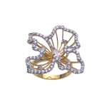 wholesale 925 Sterling Silver Gold Finish CZ Open Flower Ring