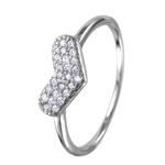 wholesale 925 Sterling Silver Rhodium Finish CZ Encrusted Heart Ring