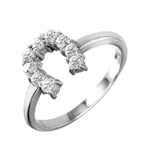 wholesale 925 Sterling Silver Rhodium Finish Lucky Horseshoe CZ Ring