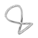 wholesale 925 Sterling Silver Rhodium Finish Curved Infinity Shaped CZ Ring