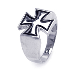 wholesale 925 Sterling Silver Rhodium and Black Rhodium Finish Cross Ring