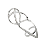 wholesale 925 Sterling Silver Rhodium Finish Knuckle Extension CZ X V Ring