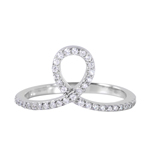 wholesale 925 Sterling Silver Rhodium Finish CZ Loop Ring
