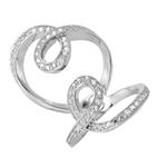 wholesale 925 Sterling Silver Rhodium Finish Double Looped CZ Ring