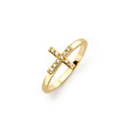 wholesale 925 Sterling Silver Gold Finish Mini Cross Ring