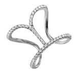 wholesale 925 Sterling Silver Rhodium Finish Open Dip Strand Ring