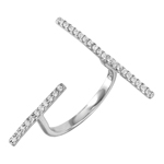 wholesale 925 Sterling Silver Rhodium Finish CZ Open End Ring