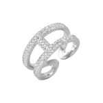 wholesale 925 Sterling Silver Rhodium Finish Open H Shaped CZ Ring
