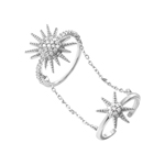 wholesale 925 Sterling Silver Rhodium Finish Closed and Open Ring with Star Burst CZ Accents