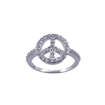 wholesale 925 Sterling Silver Rhodium Finish CZ Peace Sign Ring