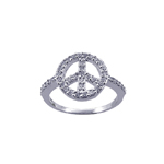 wholesale 925 Sterling Silver Rhodium Finish CZ Peace Sign Ring
