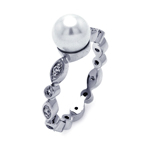 wholesale 925 Sterling Silver Rhodium Finish Synthetic Pearl Ring