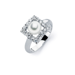 wholesale 925 Sterling Silver Rhodium Finish Synthetic Pearl Ring