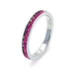 wholesale 925 Sterling Silver Rhodium Finish Channel Pink CZ Band