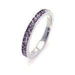 wholesale 925 Sterling Silver Rhodium Finish June Purple CZ Eternity Band Ring