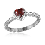 wholesale 925 Sterling Silver Rhodium Finish RED Heart Ring
