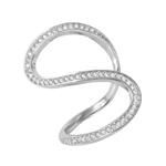 wholesale 925 Sterling Silver Rhodium Finish S-Shaped CZ Ring