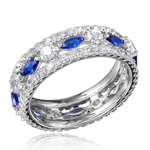 wholesale 925 Sterling Silver Sapphire Blue Band