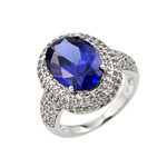 wholesale 925 Sterling Silver Rhodium Finish Sapphire Blue Antique Style Ring