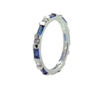wholesale 925 Sterling Silver Rhodium Finish Sapphire Sapphire Blue CZ Stackable Eternity Ring