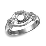wholesale 925 Sterling Silver Rhodium Finish Tied Up Design Single Stone Mounting Ring