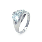 wholesale 925 Sterling Silver Rhodium Finish Sideway CZ Ring