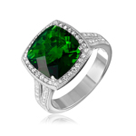 wholesale 925 Sterling Silver Rhodium Finish Square Halo Green CZ Ring