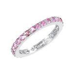 wholesale 925 Sterling Silver Rhodium Finish Pink CZ Stackable Eternity Ring