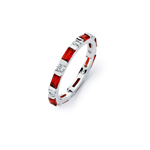 wholesale 925 Sterling Silver Rhodium Finish Red CZ Stackable Eternity Ring