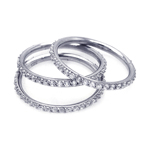 wholesale 925 Sterling Silver Rhodium Finish CZ Stackable Ring Set