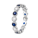 wholesale 925 Sterling Silver Eternity Stackable Sapphire Blue Ring
