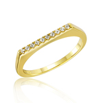 wholesale 925 Sterling Silver Gold Finish Stackable Flat Top CZ Ring