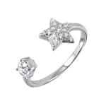 wholesale 925 Sterling Silver Rhodium Finish CZ Star Open Ring