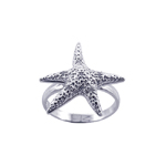 wholesale 925 Sterling Silver Rhodium Finish CZ Starfish Ring